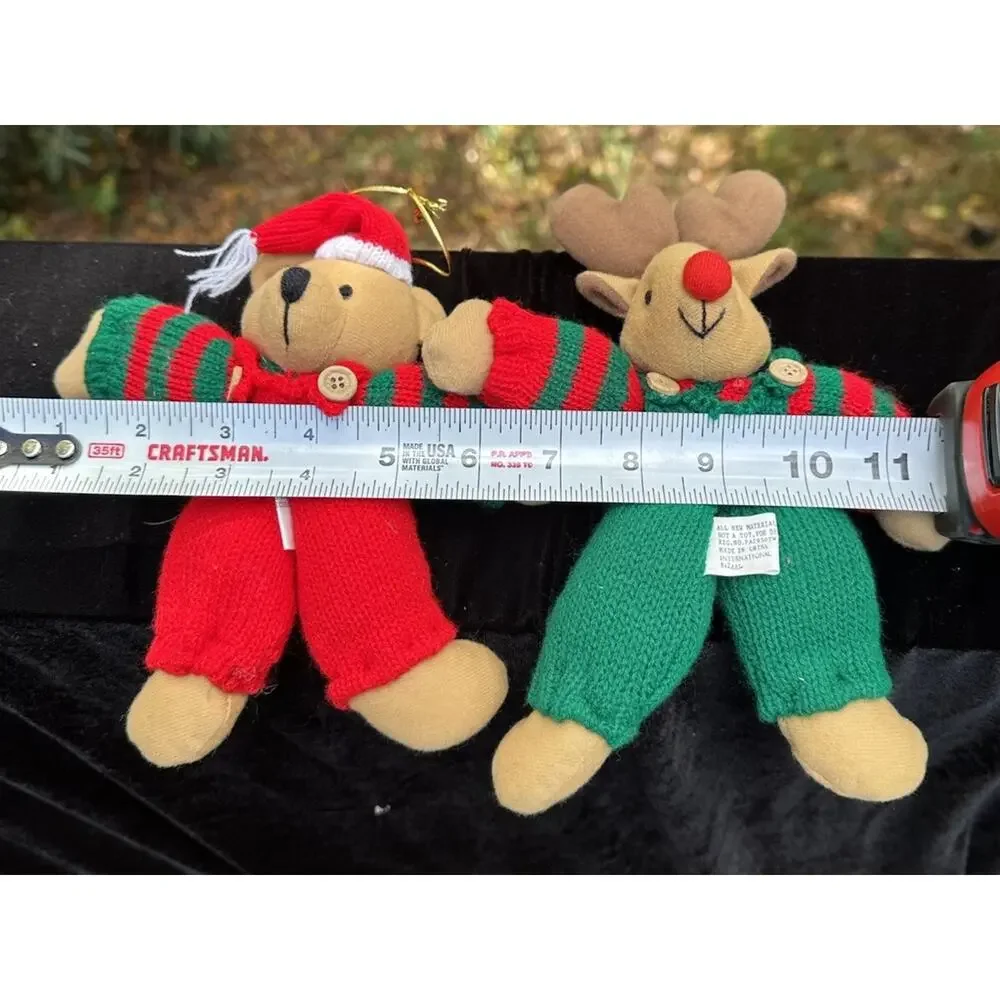 Vintage 1980’s International Bazaar Christmas Bear Deer Ornaments -S64